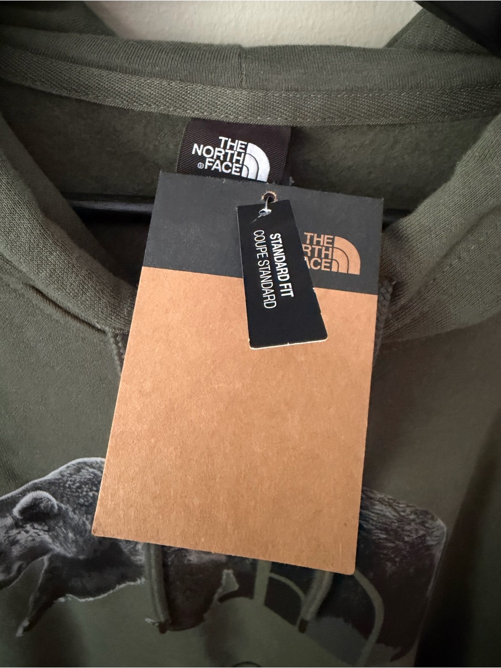 NWT The North Face Men's Bear Graphic Pullover Hoodie Green Large - Picture 7 of 8
